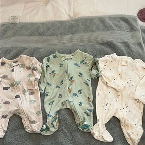 Carter's Elephant, Tucan and stars and moon footies - Cream, Green, Tan